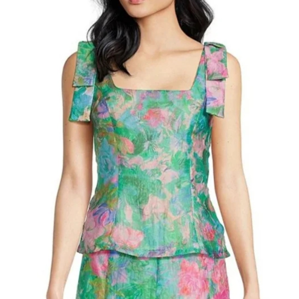 NWT Abbey Glass Bea Floral Multicolor Top Size S